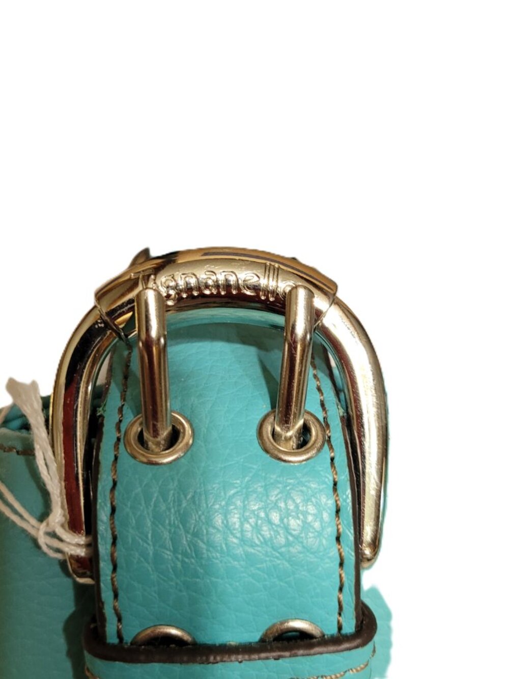 P2909-Tignanello Teal Pebbled Leather Satchel Bag - Picture 2 of 5